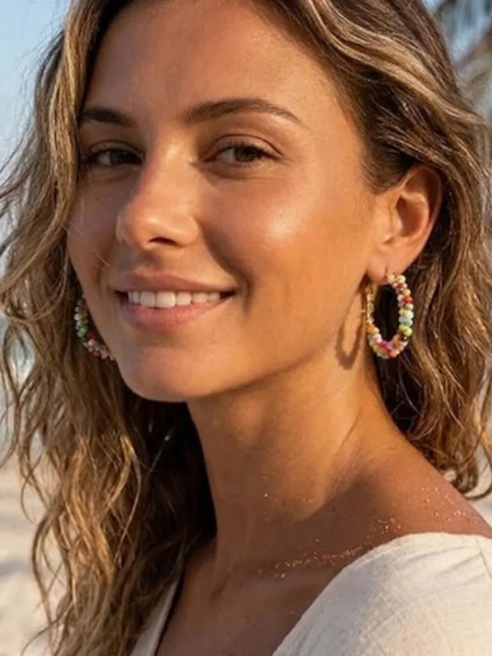 Beaded Hoop Earrings